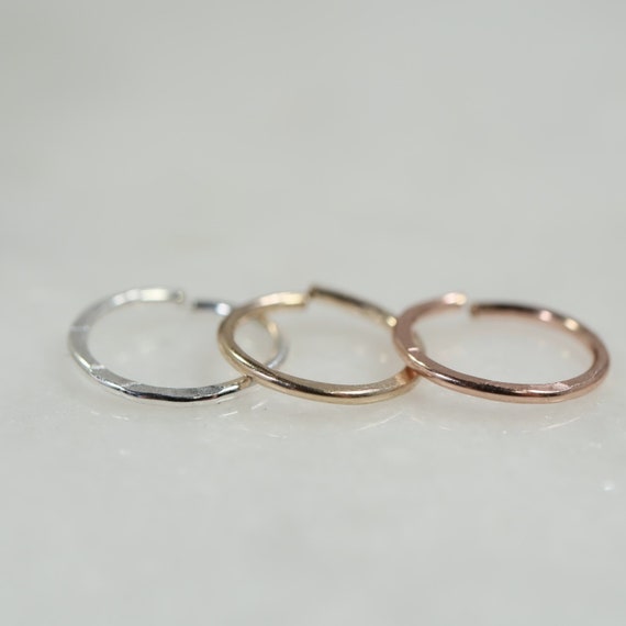 .925 Sterling Silver Gold Plated 22g Endless Rings Nose Hoops Ear Piercing LOT