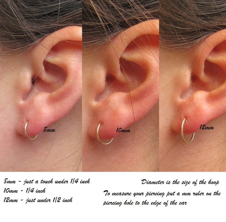 SINGLE Big Gauge Hoop Earrings Face Hammered Endless Plain Conch Tragus Precious and Semi Precious Helix Cartilage Orbital