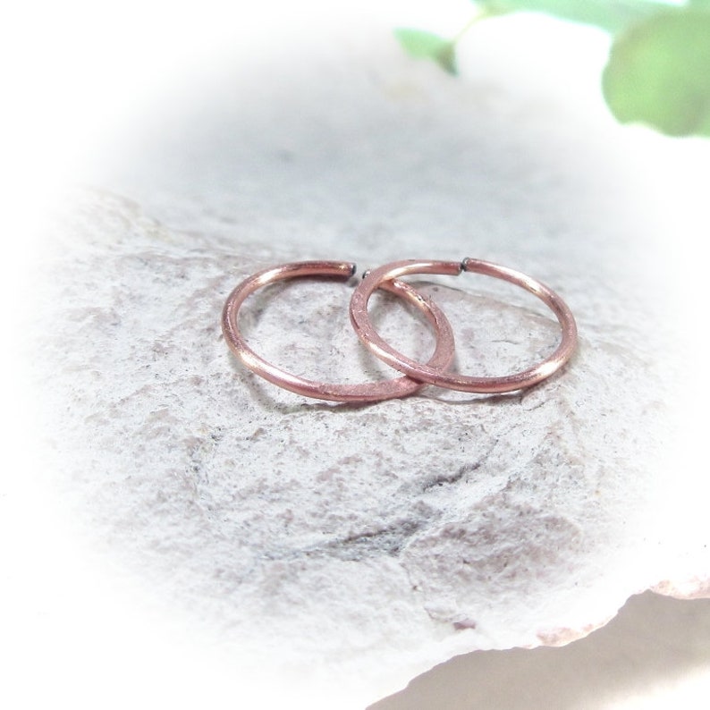 Small Hoop Earrings Copper Hammered Endless