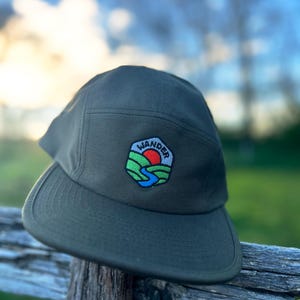 Wander 5-Panel Cap: Embroidered Nature Hiking Hat