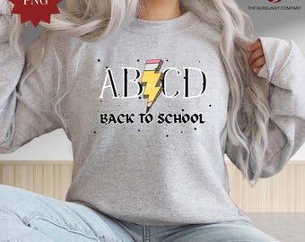 Abcd Back to School PNG | Rock Band Style School Shirt Design | Funny Kids PNG | Acdc Inspired PNG | Digital Download