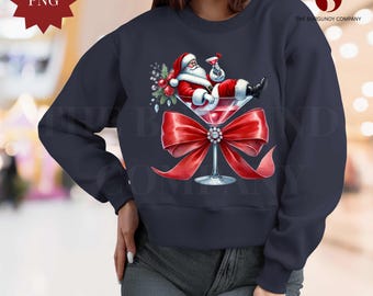 Santa Martini PNG | Julcocktail Clipart och sublimeringsdesign