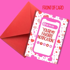 Cartão divertido para impressão de 'Você é minha notificação favorita' por GEOTRICKS 11 pol (5,5 pol dobrado) x 8,5 pol. Download imediato