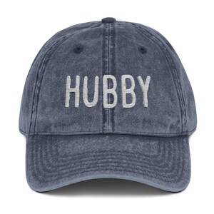 Embroidered Hubby Cap - for Husband, new Hubby Made to fade - &#39;Worn in look&#39; Vintage Free Shipping