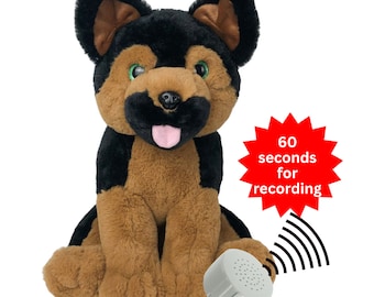 Peluche de pastor alemán personalizado: peluche con grabación de voz - 40 cm