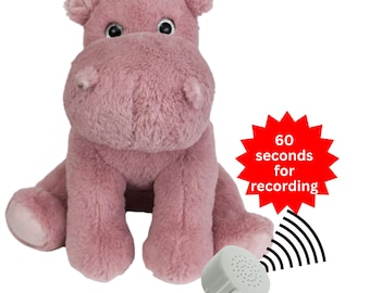 Hipopótamo de peluche personalizado: peluche con grabación de voz de 60 segundos