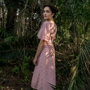 SALE - Three Ravens Puff Sleeve Dress in Downy Flake Lace