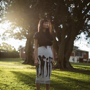 Jupe en soie/coton - Jupe 'Misty Mornings' en imprimé 'Hammer Notes'