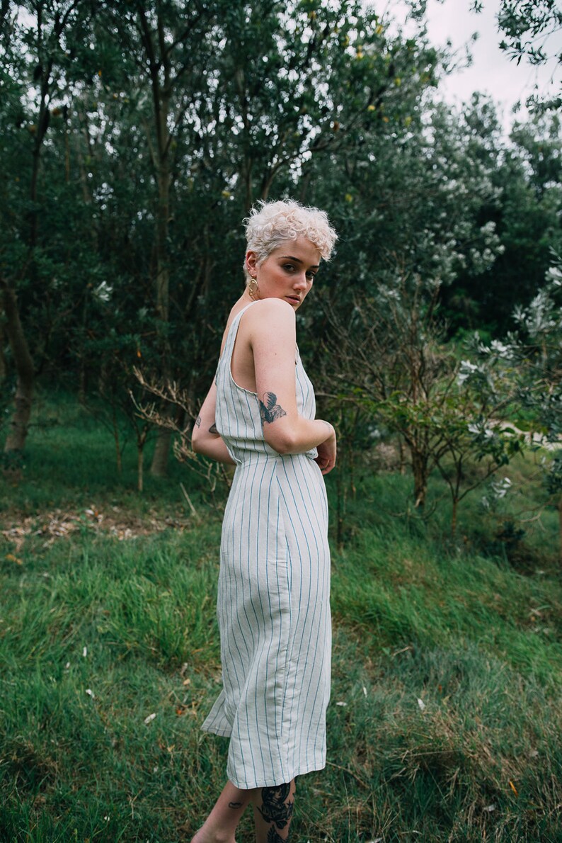 SALE /'Whispers/' Sleeveless Taper Dress in Coastal Stripe
