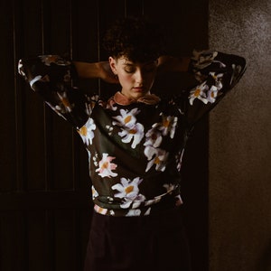 SALE - Central Park Blues Jumper in Winter Fleur Organic Jersey Cotton image 3