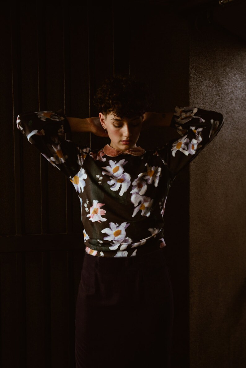 SALE - Central Park Blues Jumper in Winter Fleur Organic Jersey Cotton image 3