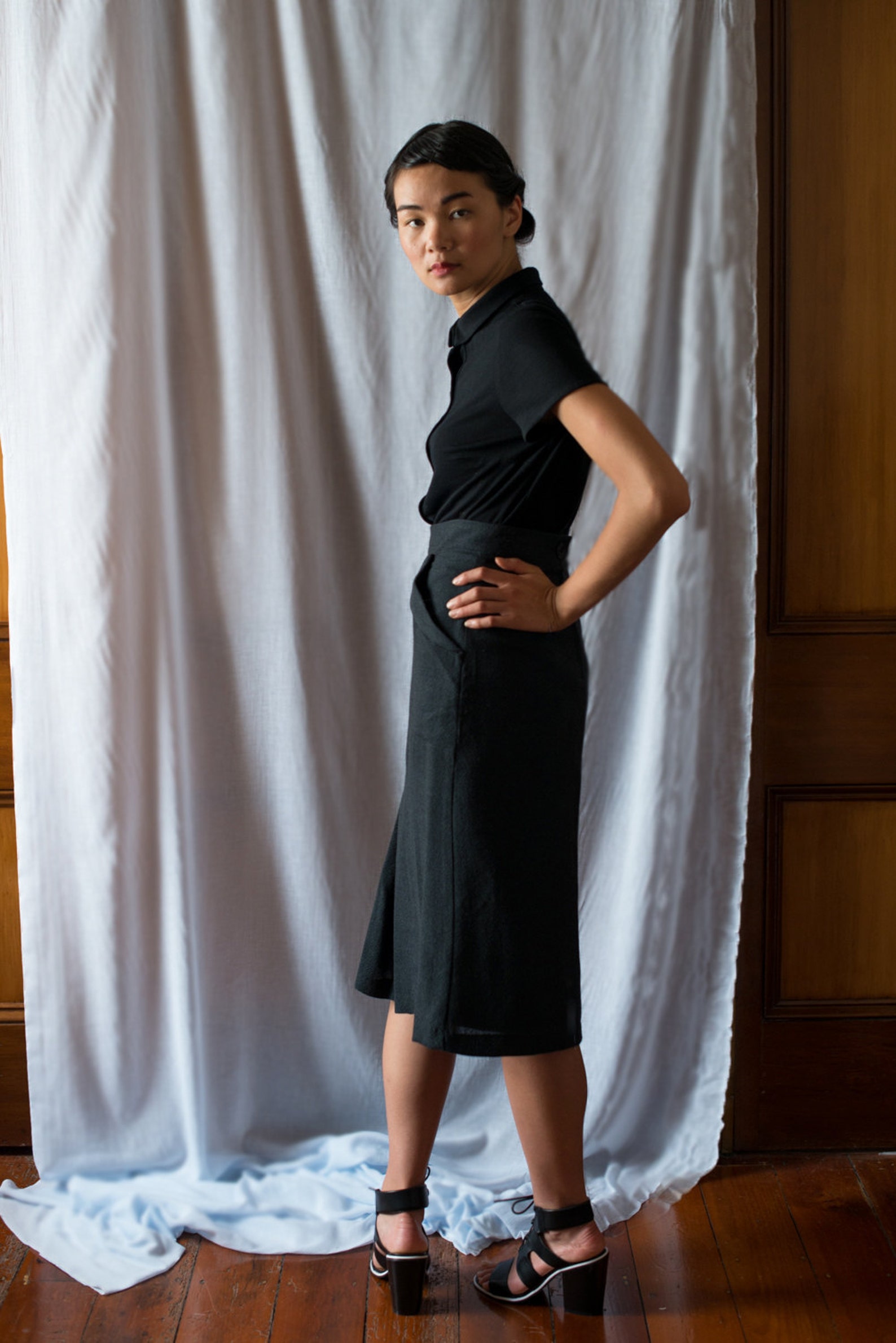 SALE Iberian Woolen Front-pleat Skirt in Pavement - Etsy