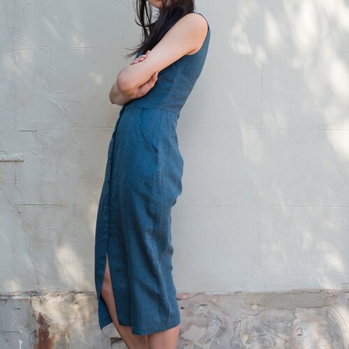 SALE - Linen Button-down Dress - 'Set Adrift' dress in shops Teal