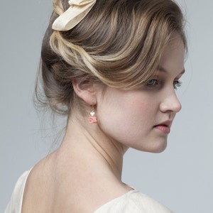 Sinamay Bow clip 'Riverina' clip in natural with La Mer watercolour detail image 2