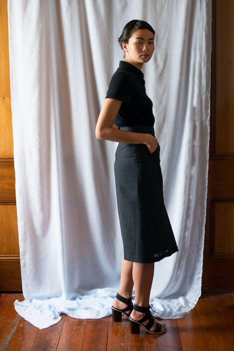 SALE Iberian Woolen Front-pleat Skirt in Pavement - Etsy