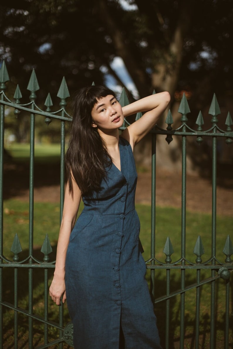 SALE - Linen Button-down Dress - 'Set Adrift' dress in shops Teal