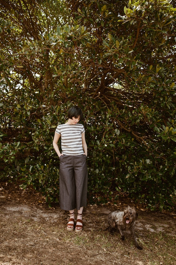 lightweight denim culottes