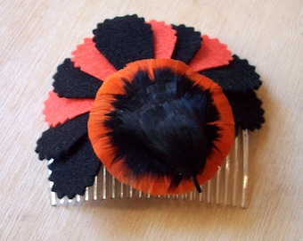 Felt and feather haircomb - 'Regency Bird' comb