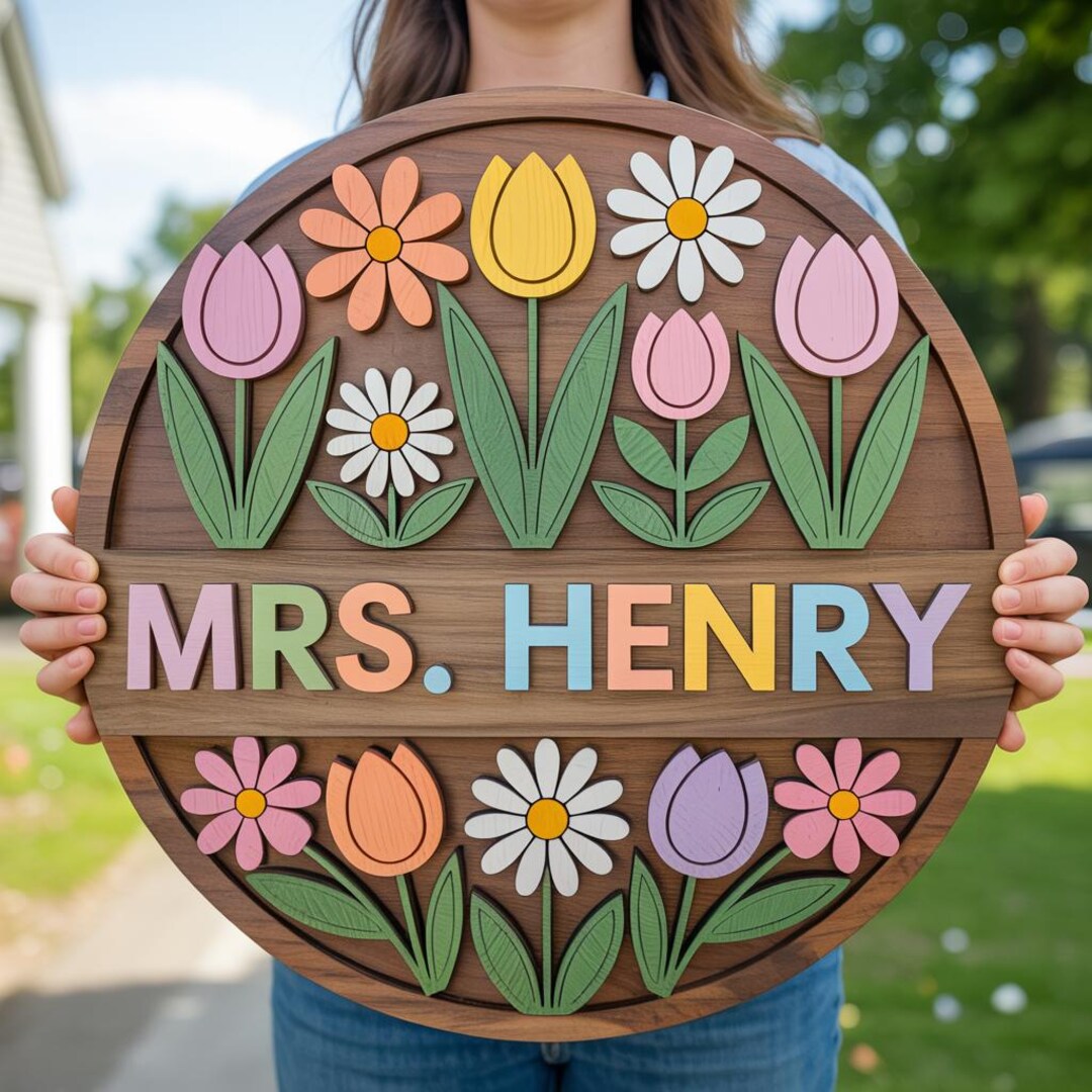 Classroom Decor Teacher Welcome Sign, Custom Teacher 3D Flower Door ...