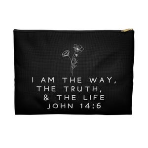 Christian Bible Verse Accessory Pouch - Women&#39;s Quote Bag for Jesus Lovers, Faith Gift, Religious Makeup Organizer, Christian Coin Purse,