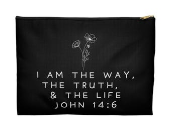 Christian Bible Verse Accessory Pouch - Women's Quote Bag for Jesus Lovers, Faith Gift, Religious Makeup Organizer, Christian Coin Purse,