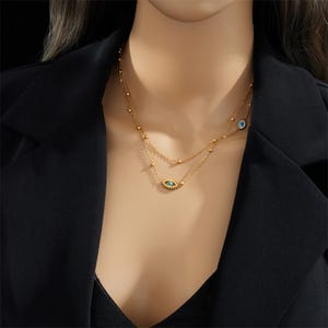 Golden Guardian Evil Eye of Protection Necklace • Evil Eye • Nazar Battu • Lucky Charm • Turkish Evil Eye • Good Luck Charm