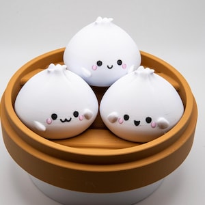 Figurines Dim Sum Kawaii : jouet de bureau imprimé en 3D avec panier vapeur