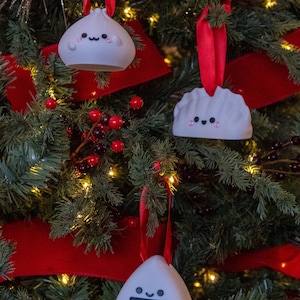 Décoration de Noël Dim Sum Kawaii : figurine de boulette imprimée en 3D