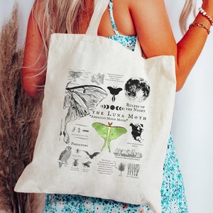 Luna Moth Tote Bag Lunar Moth Bag Fairy Core Bug Bag Fairy Grunge Farmers Market Bag Vintage Luna Moth Gifts for Moth Lovers Boho Aesthetic