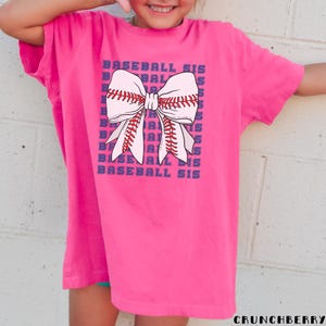 Baseball Sister Shirt Kids Baseball Bow Shirt Retro Baseball Sister Tee Baseball Sis Tshirt Youth Gameday Shirt Kids Game Day Baseball Shirt