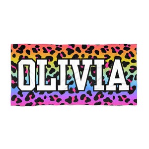 Rainbow Custom Beach Towel Personalized Beach Towel with Name Personalized Name Towel Custom Kids Beach Towel Customized Summer Party Favor