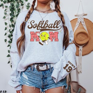 Custom Softball Mom Sweatshirt Retro Softball Mom Shirt Softball Mama Sweatshirt Gifts for Softball Moms Game Day Softball Team Mom Gift