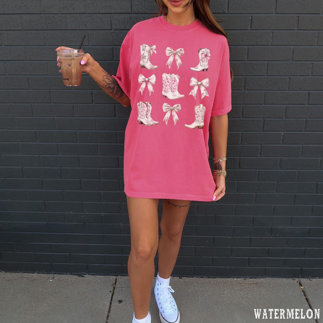 Sequin Cowgirl Boots on Pink Puff Sleeve Shirt by Lulu Bebe main image 1