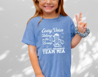 Camiseta personalizada para niños con concienciación sobre la apraxia. Camiseta personalizada para niños con concienciación sobre la apraxia. Camiseta de béisbol para niños con concienciación sobre la apraxia del habla. Regalo.