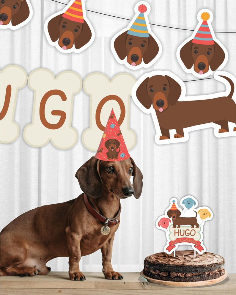 Dachshund Printable Birthday Party Decoration. Puppy Birthday ...