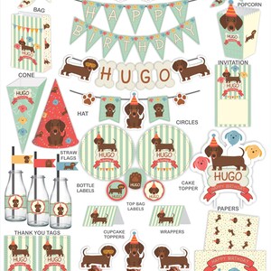 Dachshund Printable Birthday Party Decoration. Puppy Birthday ...