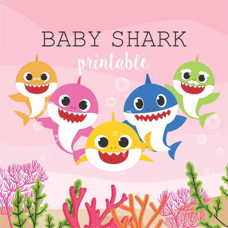 Baby Shark Pink Printable Birthday Party Decoration.baby Shark Party ...