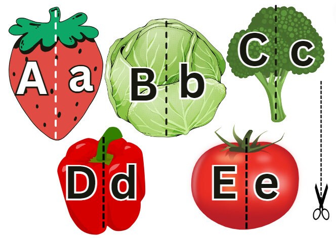 Alphabet Cooking Cut Vegetables and Fruits Printable Busy Books for ...