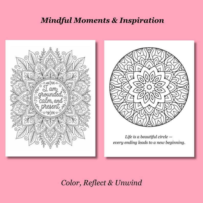 50 Printable Coloring Pages for Calm & Mindfulness | Adult Coloring ...