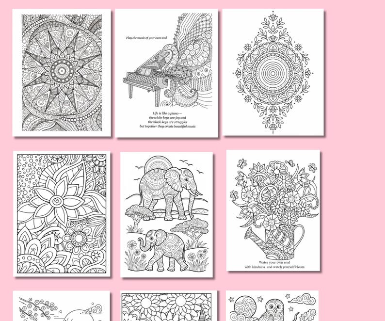 50 Printable Coloring Pages for Calm & Mindfulness | Adult Coloring ...