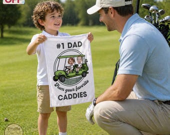 Custom Golf Towel for Dad with Kid's Photo, Fathers Day Presents, Funny Kid Face Towel,Gift From Your Favorite Caddies For #1 Golf Dad Towel