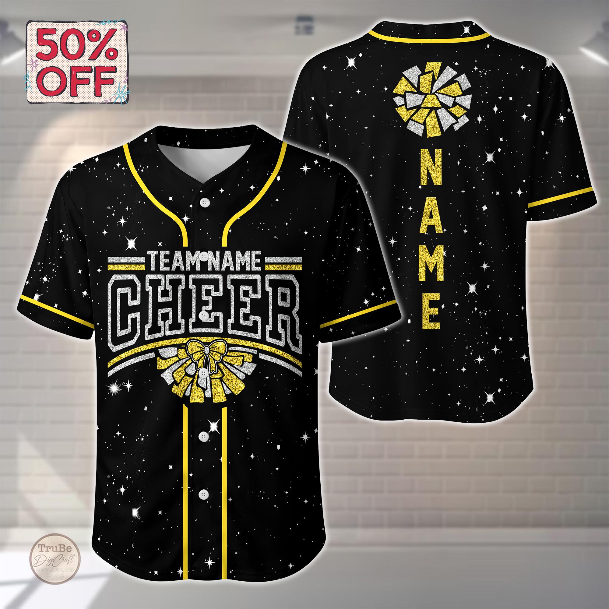 Personalized Glitter Cheerleading Baseball Jersey,custom Team Name ...