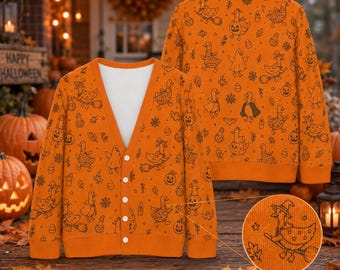 Goose Halloween Cardigan Sweater, Funny Goose Costume Sweatshirt, Pumpkin Goose Pattern Shirt, Spooky Season Shirt, Halloween Party Outfit
