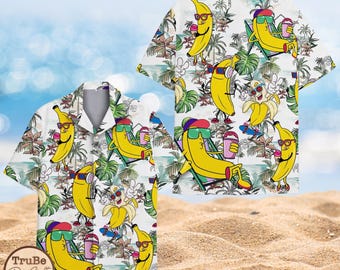 Koszula hawajska Tropical Banana: Zabawna letnia koszula plażowa Aloha