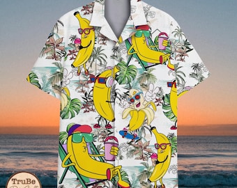 Hawaiiaans shirt tropische banaan mannen vrouwen, grappige bananen Hawaiiaans shirt zomer strand Aloha kort shirt, banaan geschenken, shirt tropisch fruit