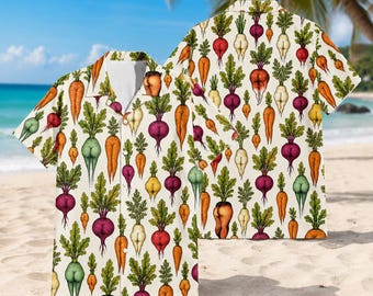 Funny Vegetable Butt Hawaiian Shirt, Adult Humor Butt Aloha Shirt, Summer Party Beach Shirt, Vegetable Themed Outfit, Garden Art Aloha Shirt