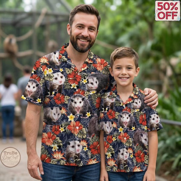 Tropical Opossum Hawaiian Shirt For Family, Opossum Summer Aloha Hawaiian Shirt, Opossum Button Down Hawaii Shirt, Opossum Hawaii Beach Gift