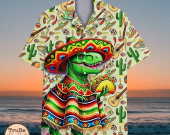 T-rex Dinosaur Taco Hawaiian Shirt: Mexican Fiesta Aloha Shirt