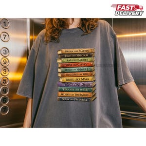 Comfort Colors® Black History Book Stack Shirt, Afrocentric Melanin Tee, Black History Month, MLK Tribute, Dream Like Martin Quote, BLM Tee