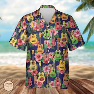 Tropisches Ukulele-Hawaii-Shirt für Männer, Frauen und Jugendliche, farbenfrohes Ukulele-Sommer-Strandshirt, Shirt für Musikliebhaber, einzigartiges Geschenk für Musiker